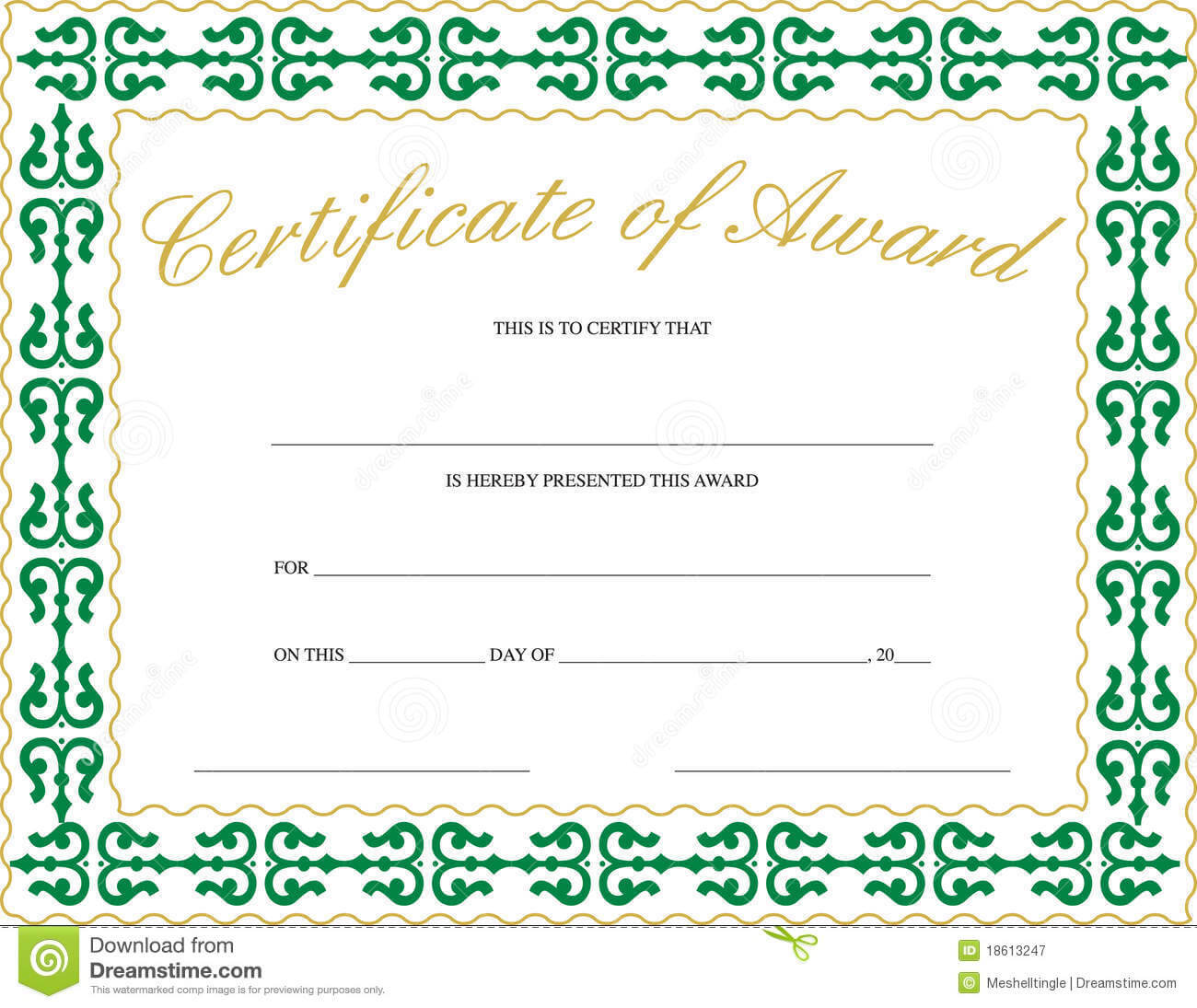 Certificate Of Award Stock Vector. Illustration Of Paper Regarding Generic Certificate Template