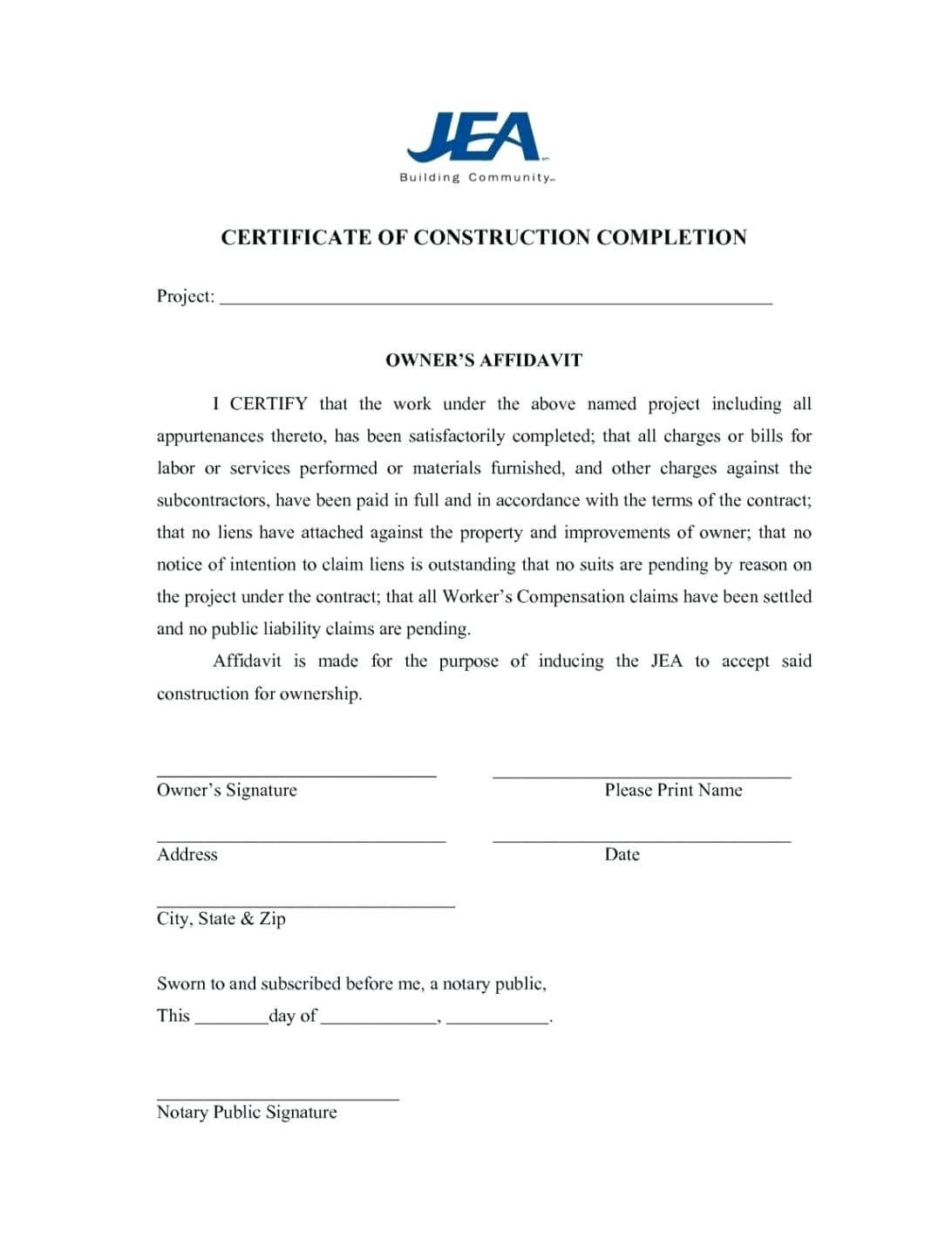 Certificate Of Completion Construction Template – Bestawnings Intended For Certificate Of Completion Template Construction