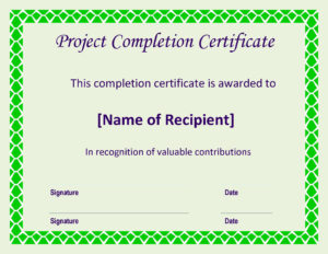 Certificate Of Completion Project | Templates At in Certificate Template For Project Completion