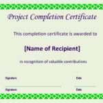 Certificate Of Completion Project | Templates At With Construction Certificate Of Completion Template