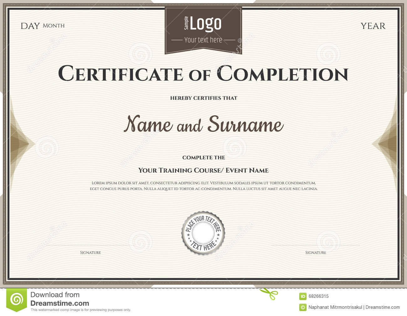 Certificate Of Completion Template In Vector Stock Vector In Sales Certificate Template