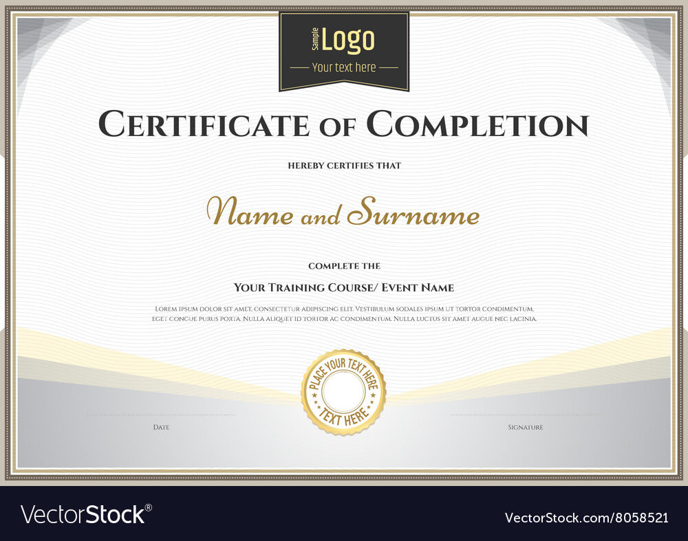 Certificate Of Completion Template Silver Theme For Blank Certificate Of Achievement Template