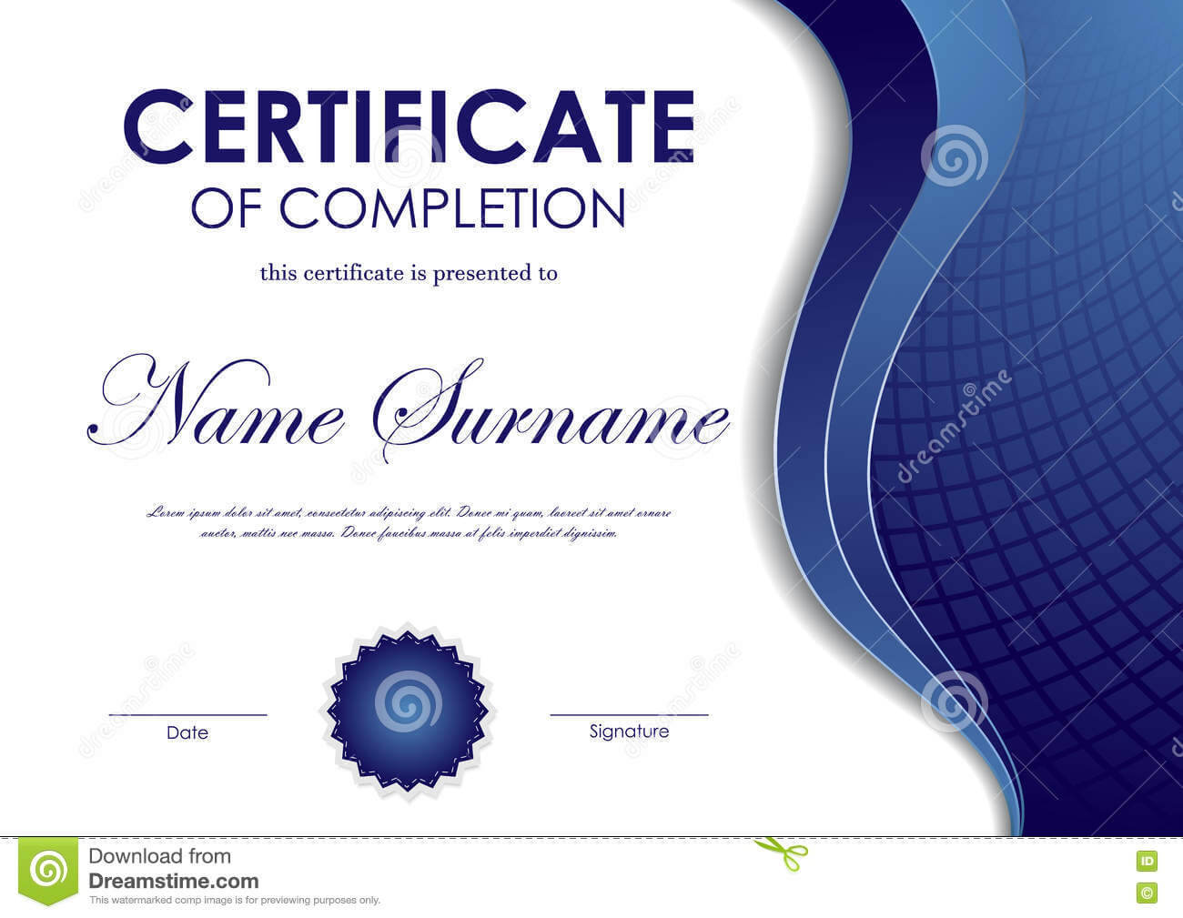 Certificate Of Completion Template Stock Vector Within Certification Of Completion Template
