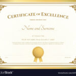Certificate Of Excellence Template Gold Theme Intended For Free Certificate Of Excellence Template