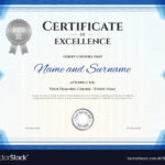 Certificate Of Excellence Template In Blue Theme With Free Certificate Of Excellence Template