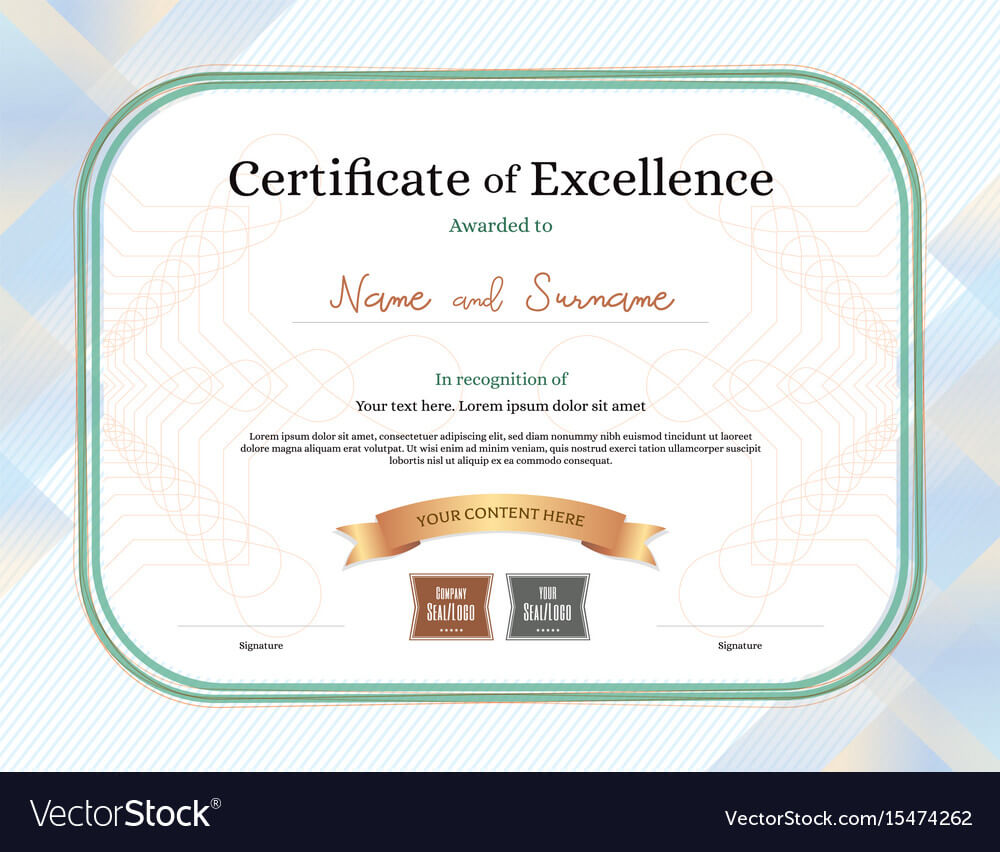 Certificate Of Excellence Template With Award With Regard To Award Of Excellence Certificate Template