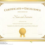 Certificate Of Excellence Template With Gold Border Stock Throughout Certificate Of Excellence Template Free Download