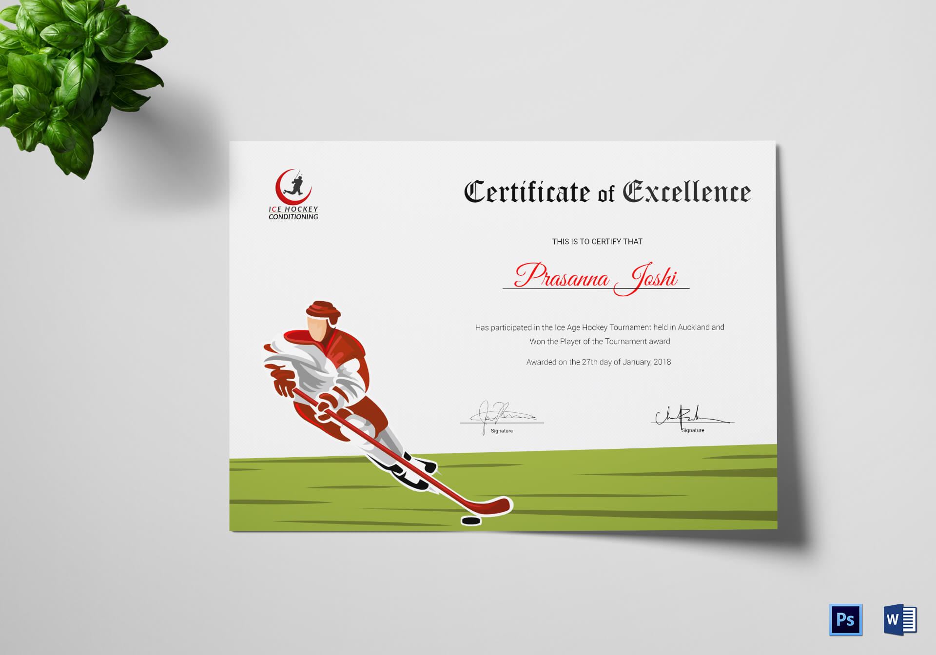 Certificate Of Hockey Performance Template Within Hockey Certificate Templates