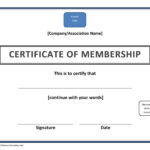 Certificate Of Membership Template Inside New Member Certificate Template