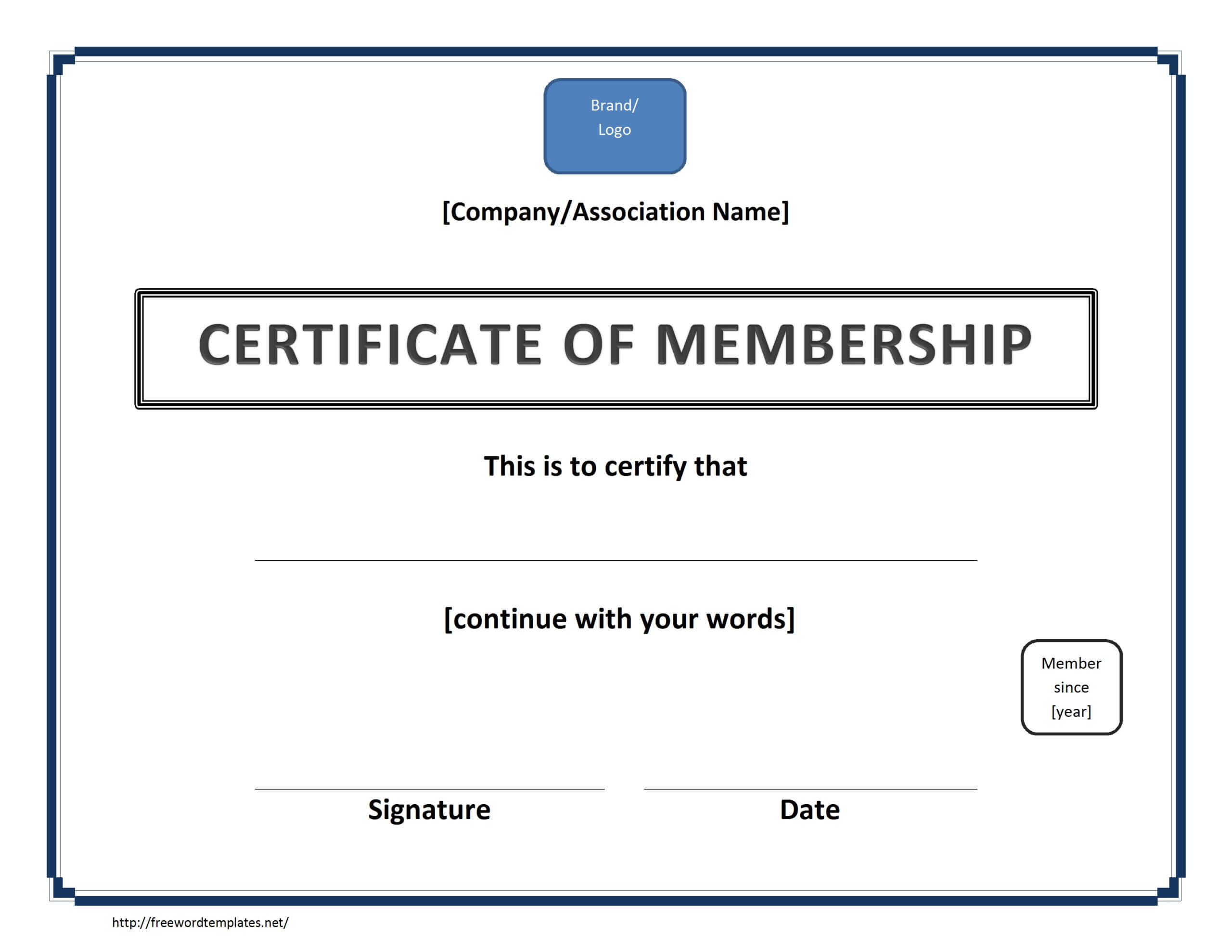 Certificate Of Membership Template Inside New Member Certificate Template