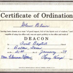 Certificate Of Ordination For Deaconess Example Throughout Free Ordination Certificate Template