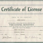 Certificate Of Ordination For Pastor Template For Certificate Of License Template
