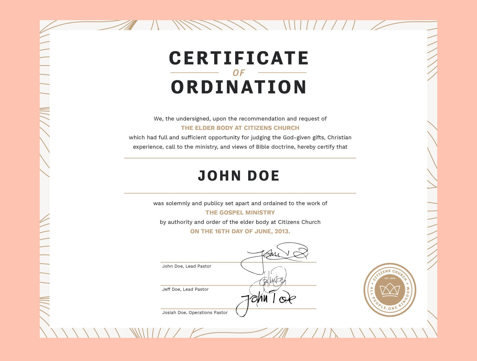 Certificate Of Ordinationeric Boggs On Dribbble In Ordination Certificate Template