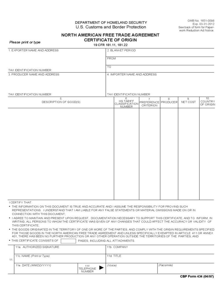 Certificate Of Origin Form – 5 Free Templates In Pdf, Word Pertaining To Certificate Of Origin Template Word