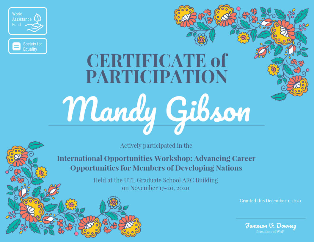 Certificate Of Participation Pertaining To Certificate Of Participation In Workshop Template