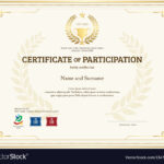 Certificate Of Participation Template In Gold Tone In Templates For Certificates Of Participation