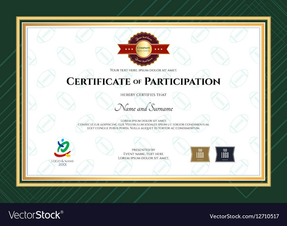 Certificate Of Participation Template In Sport The Inside Sample Certificate Of Participation Template