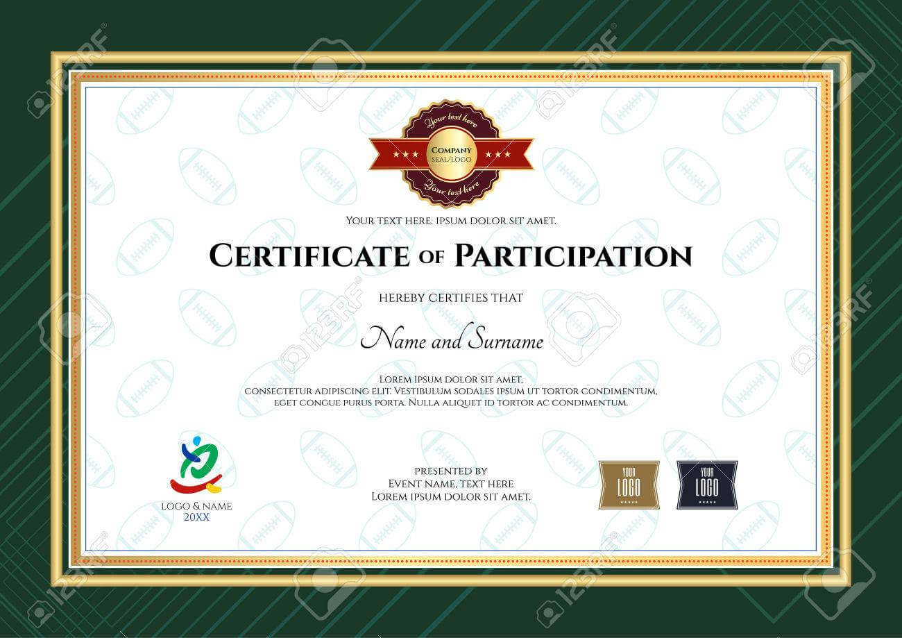 Certificate Of Participation Template In Sport Theme With Rugby.. Within Free Templates For Certificates Of Participation