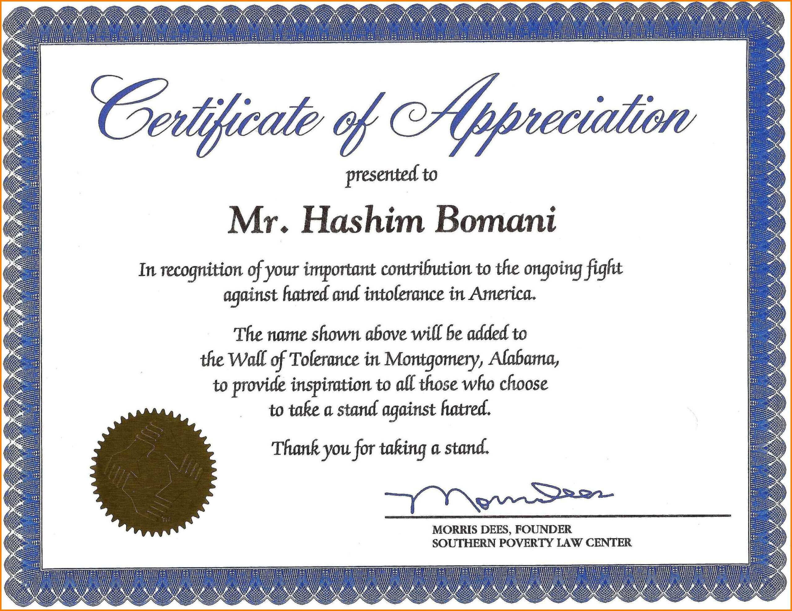 Certificate Of Recognition Wording Copy Certificate Intended For Free Template For Certificate Of Recognition