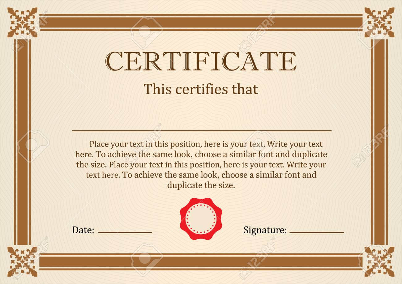 Certificate Or Diploma Of Completion Design Template With Borders. Vector  Illustration Of Certificate Of Achievement, Coupon, Award, Winner Regarding Winner Certificate Template