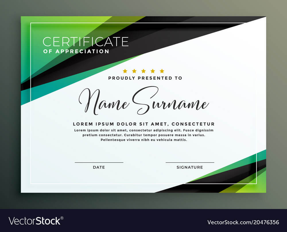 Certificate Template Design In Green Black Intended For Design A Certificate Template