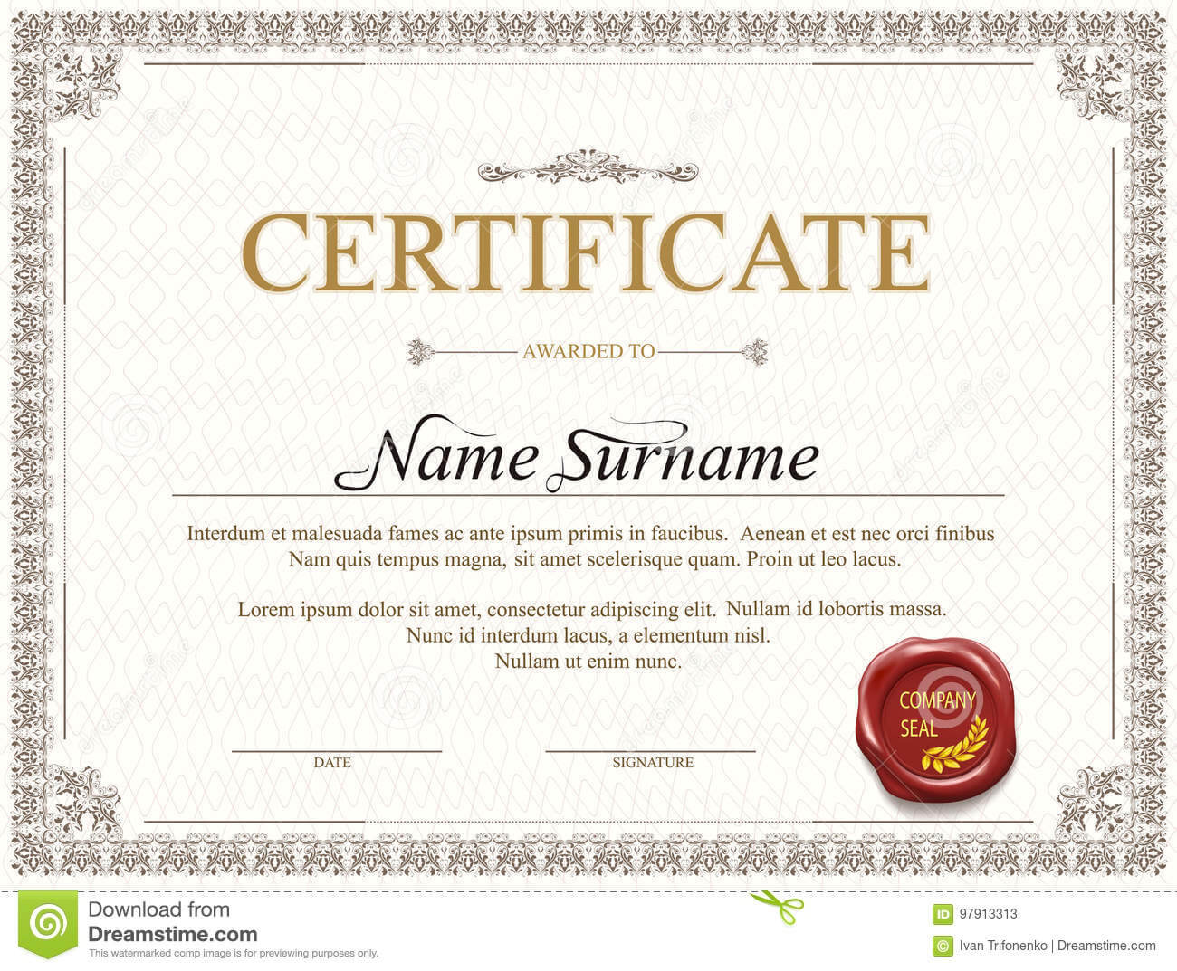 Certificate Template Design Stock Vector - Illustration Of Inside Mock Certificate Template