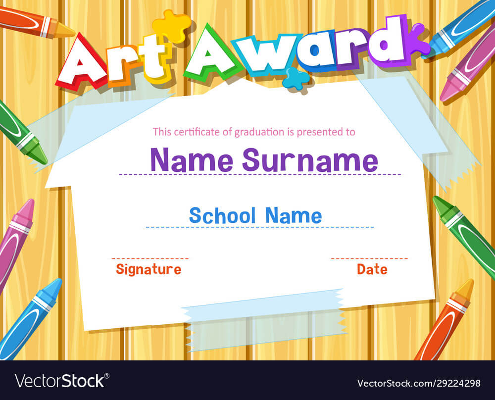 Certificate Template For Art Award With Crayons Within Art Certificate Template Free