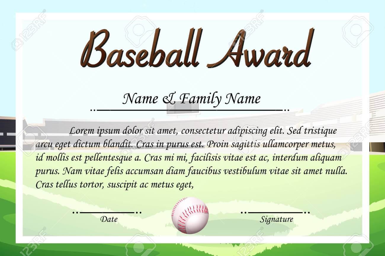 Certificate Template For Baseball Award Illustration Within Softball Award Certificate Template