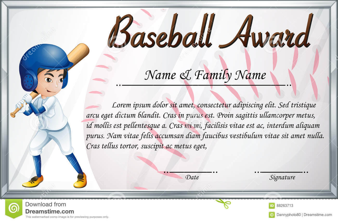 Certificate Template For Baseball Award With Baseball Player Within Free Softball Certificate Templates