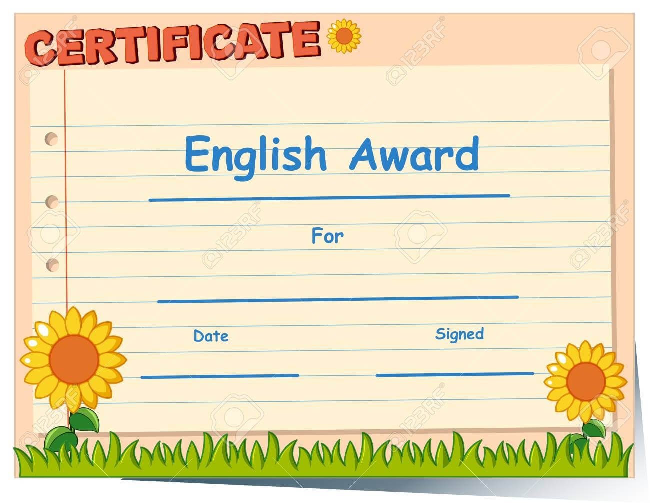 Certificate Template For English Award Illustration With Regard To Free Printable Blank Award Certificate Templates