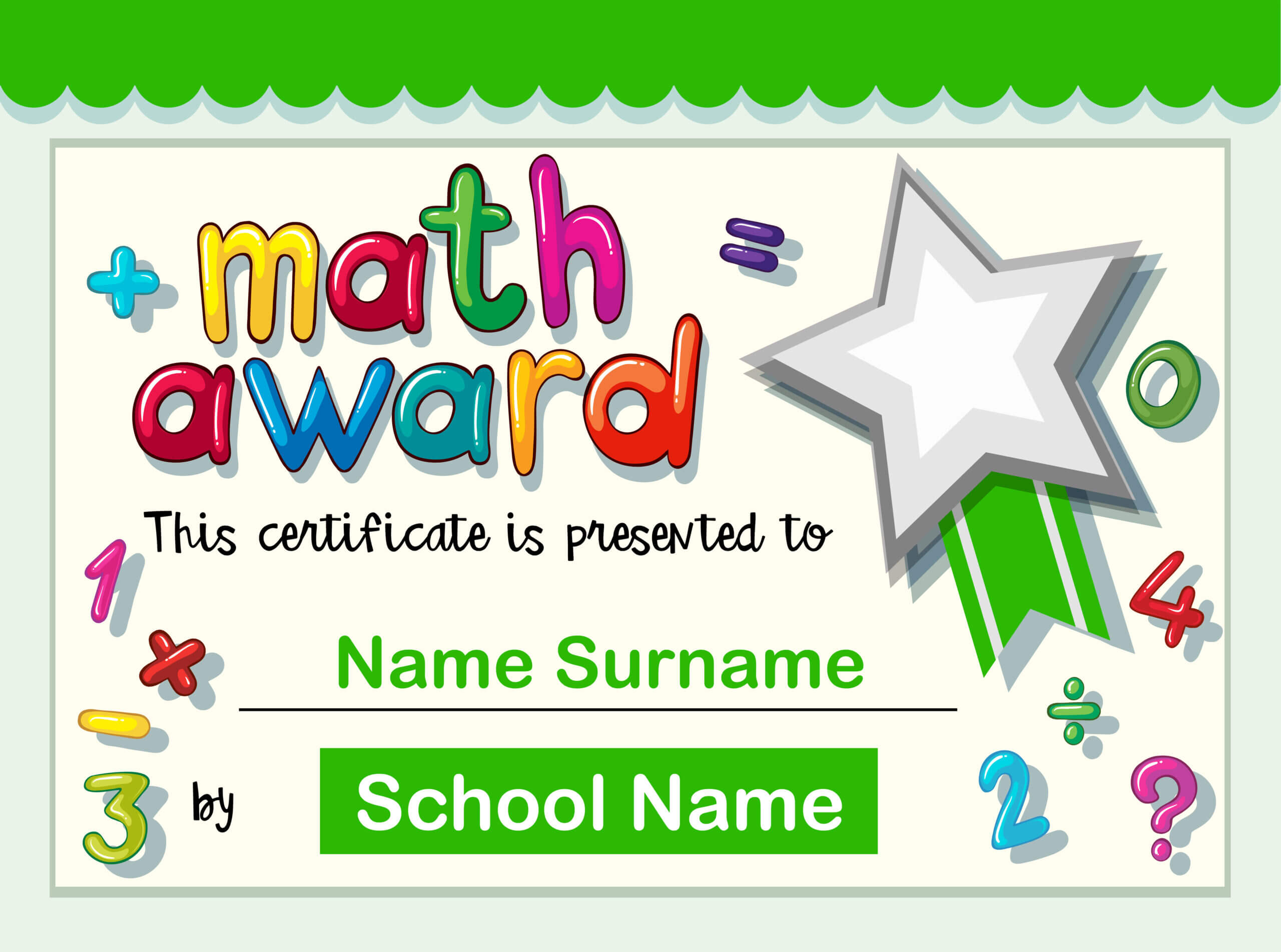 Certificate Template For Math Award – Download Free Vectors Regarding Star Award Certificate Template