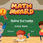 Certificate Template For Math Award With Kids In Classroom Background.. For Math Certificate Template