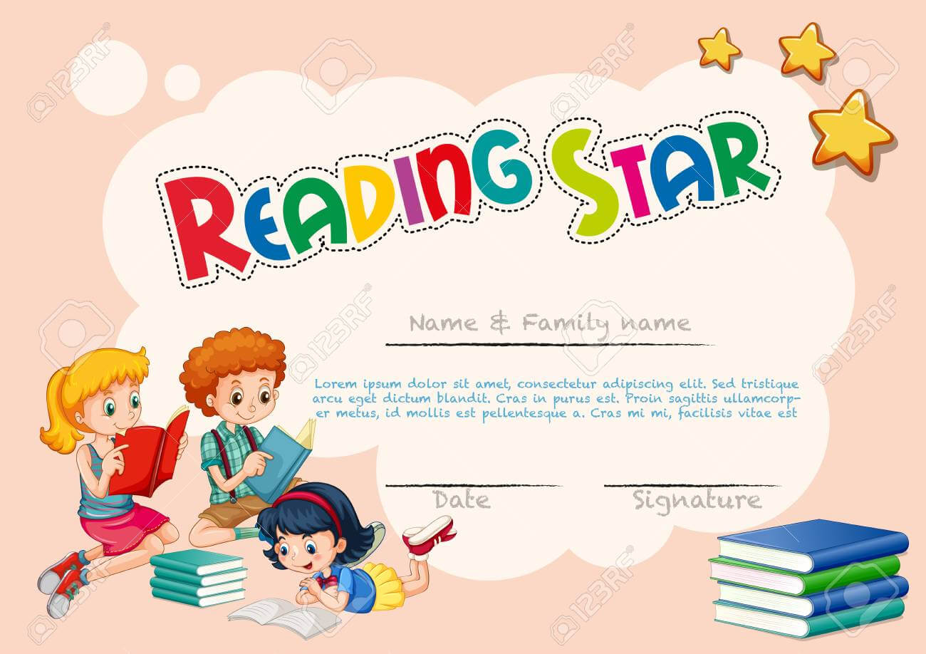Certificate Template For Reading Star With Pink Background Illustration Pertaining To Star Naming Certificate Template