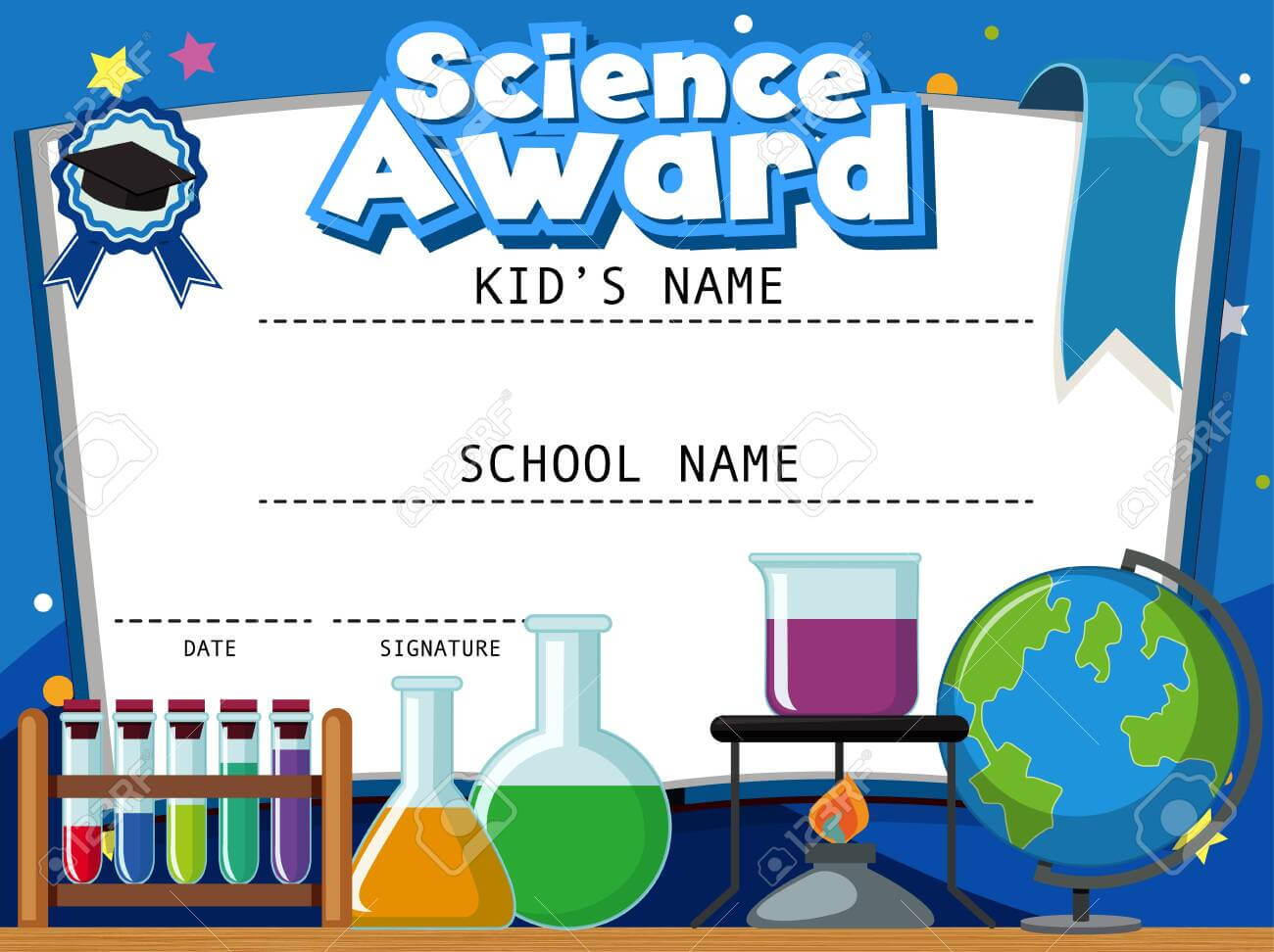 Certificate Template For Science Award With Science Equipments.. Pertaining To Walking Certificate Templates