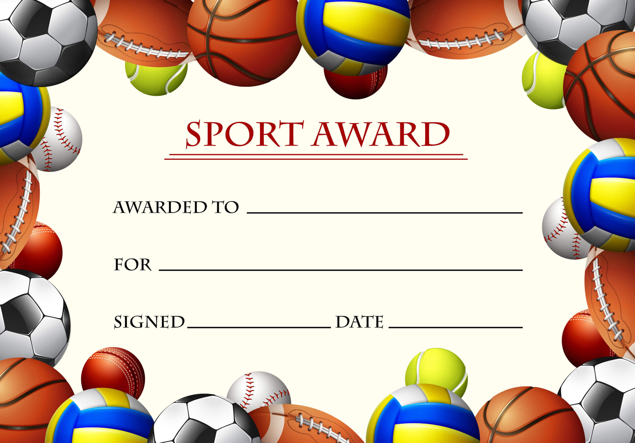 Certificate Template For Sport Award – Download Free Vectors Regarding Soccer Award Certificate Templates Free