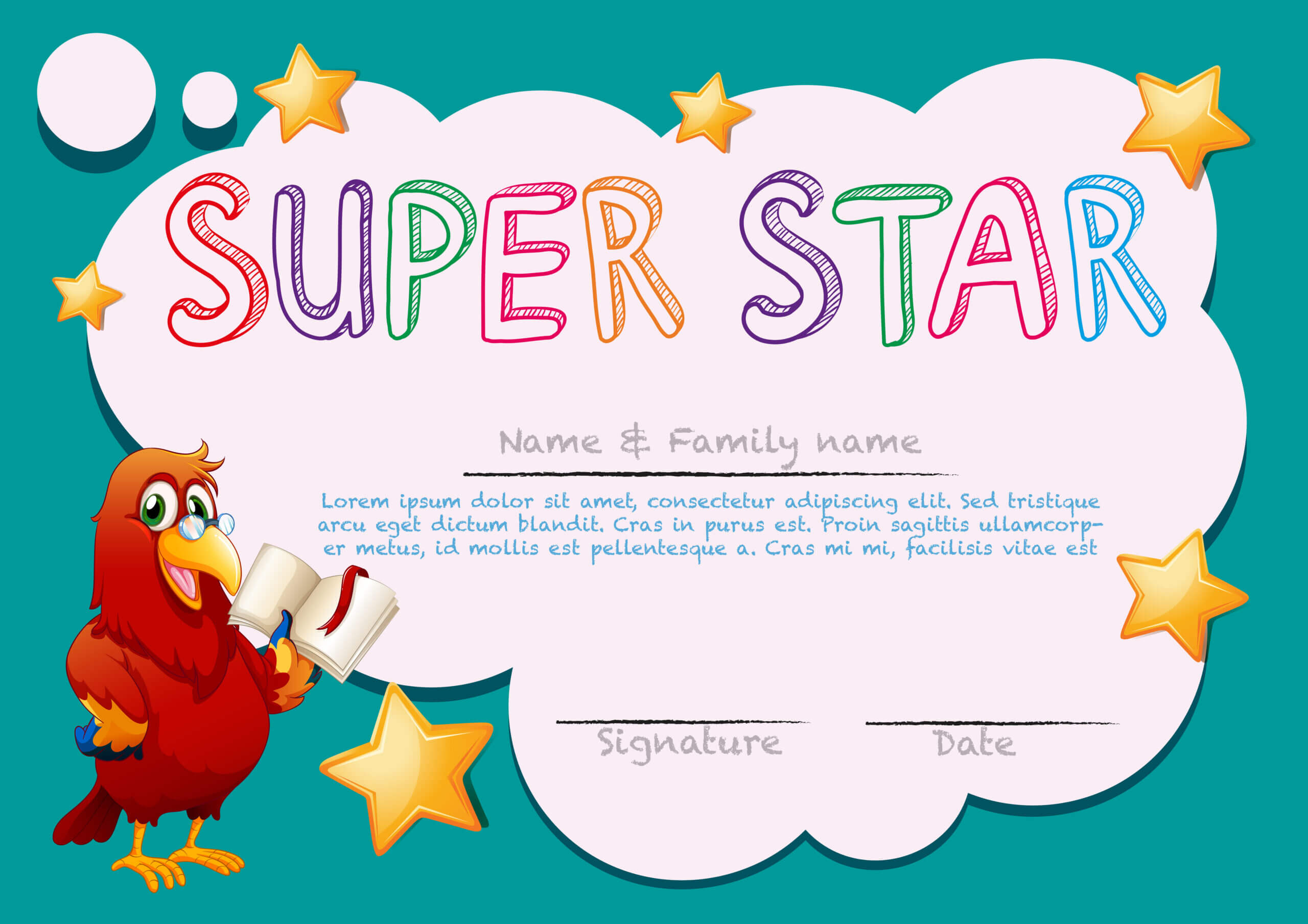 Certificate Template For Super Star – Download Free Vectors Within Star Award Certificate Template