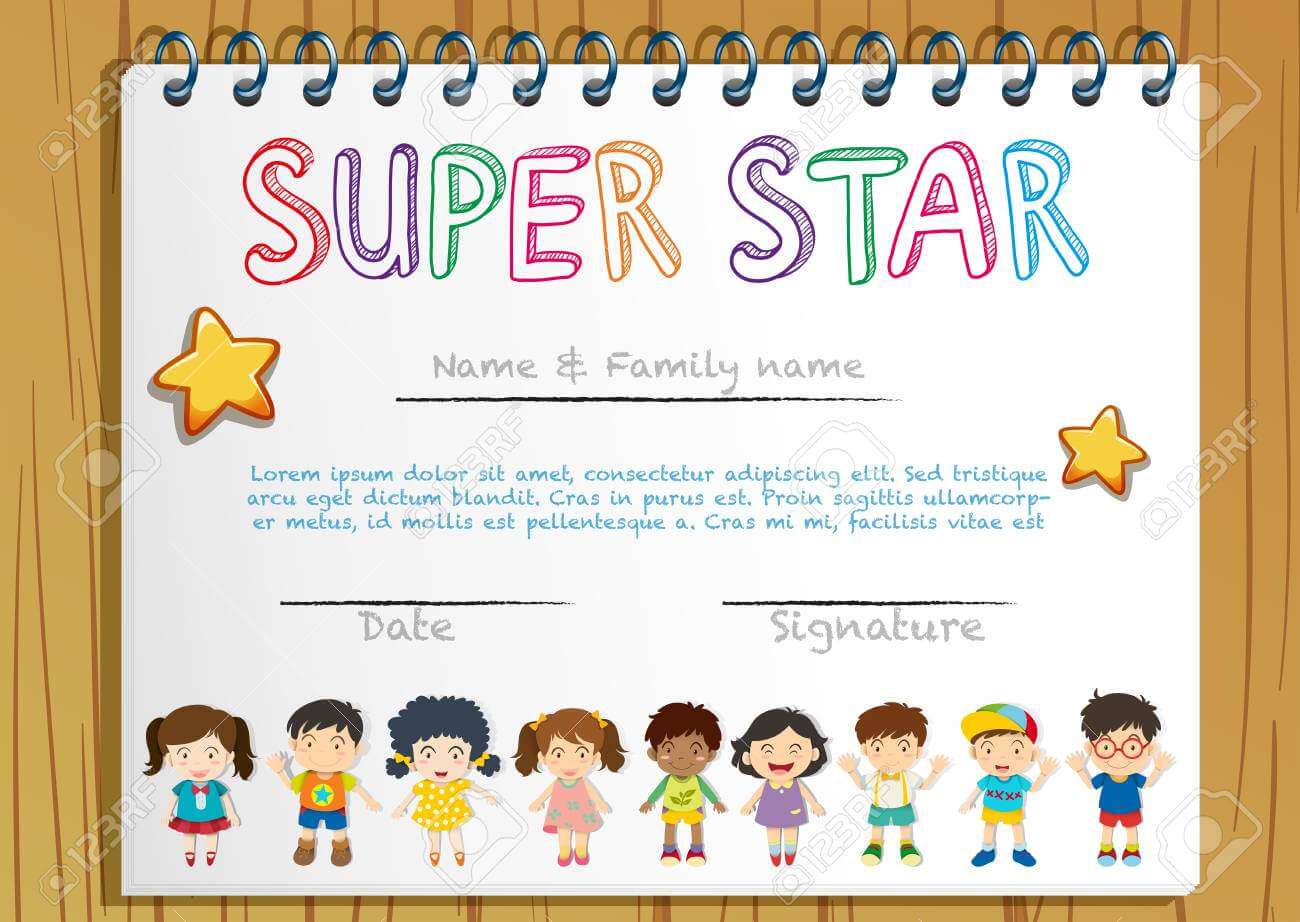 Certificate Template For Super Star Illustration Intended For Star Naming Certificate Template