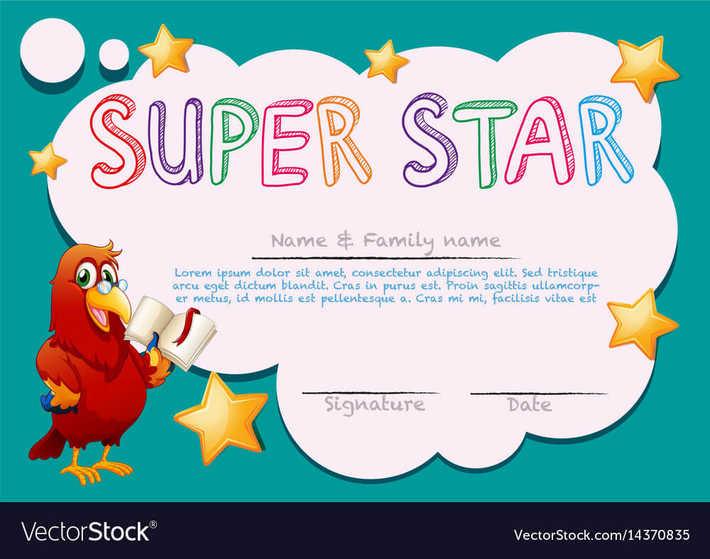Certificate Template For Super Star Within Star Of The Week Certificate Template