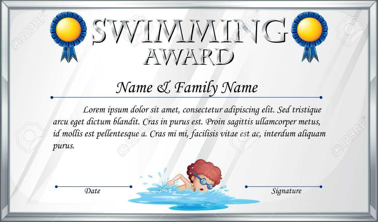 Certificate Template For Swimming Award Illustration Intended For Swimming Award Certificate Template