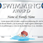 Certificate Template For Swimming Award Illustration with regard to Free Swimming Certificate Templates