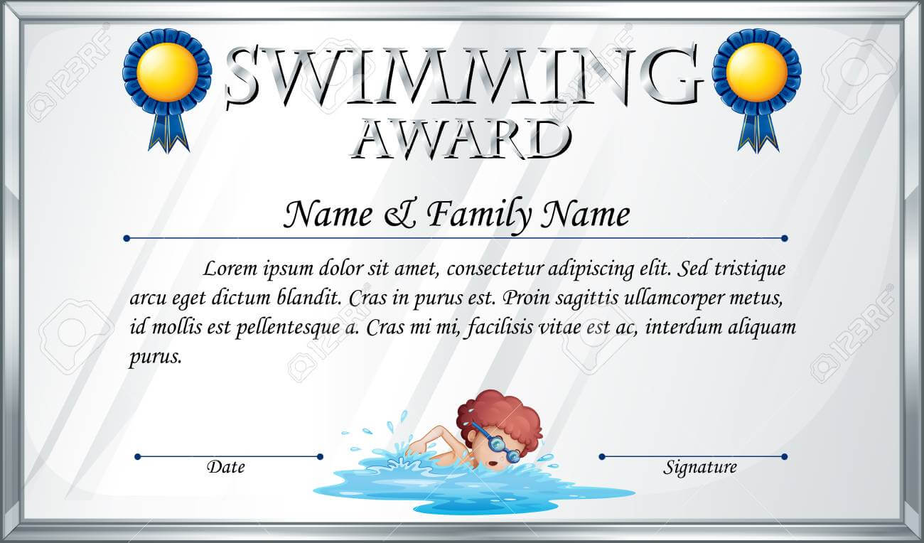Certificate Template For Swimming Award Illustration With Regard To Free Swimming Certificate Templates
