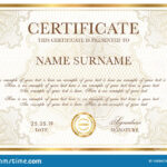 Certificate Template. Gold Border With Guilloche Pattern Intended For Certificate Of Authenticity Template