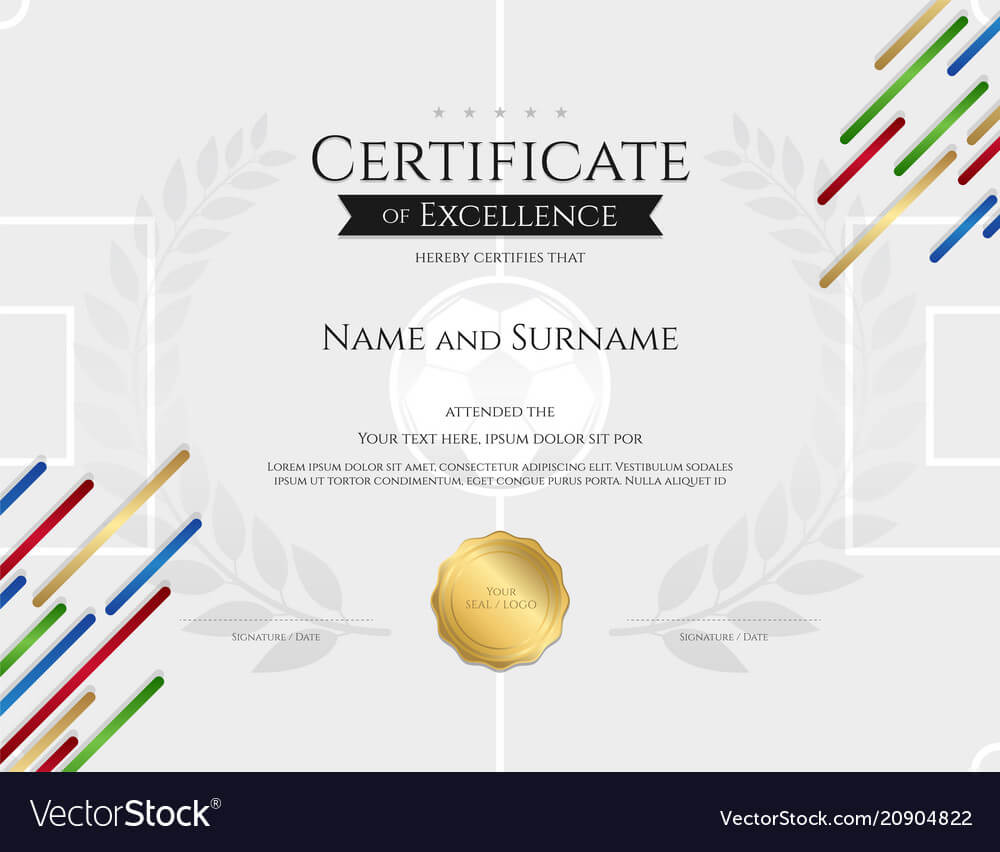 Certificate Template In Football Sport Theme With Regarding Football Certificate Template