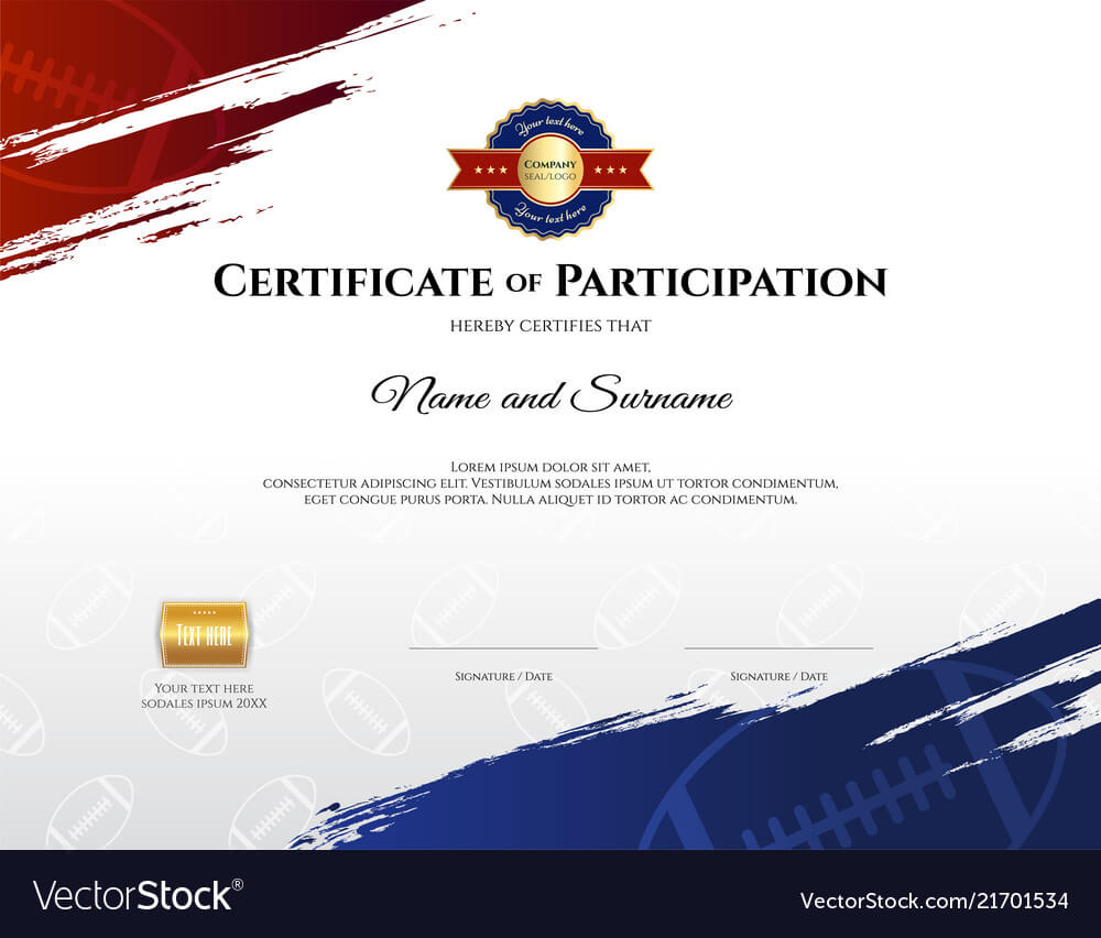Certificate Template In Rugby Sport Theme With Regarding Landscape Certificate Templates