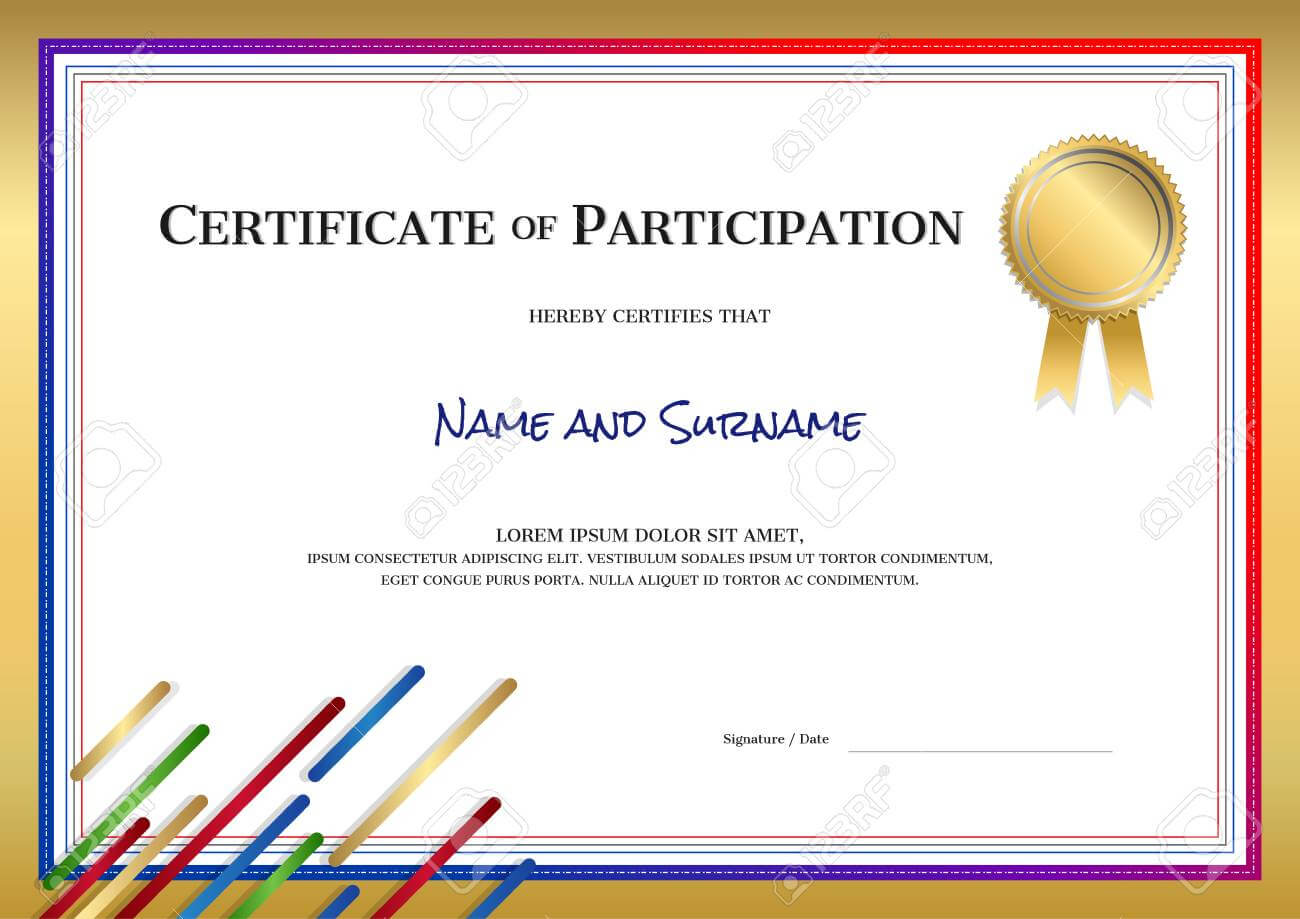 Certificate Template In Sport Theme With Border Frame, Diploma.. Throughout Athletic Certificate Template