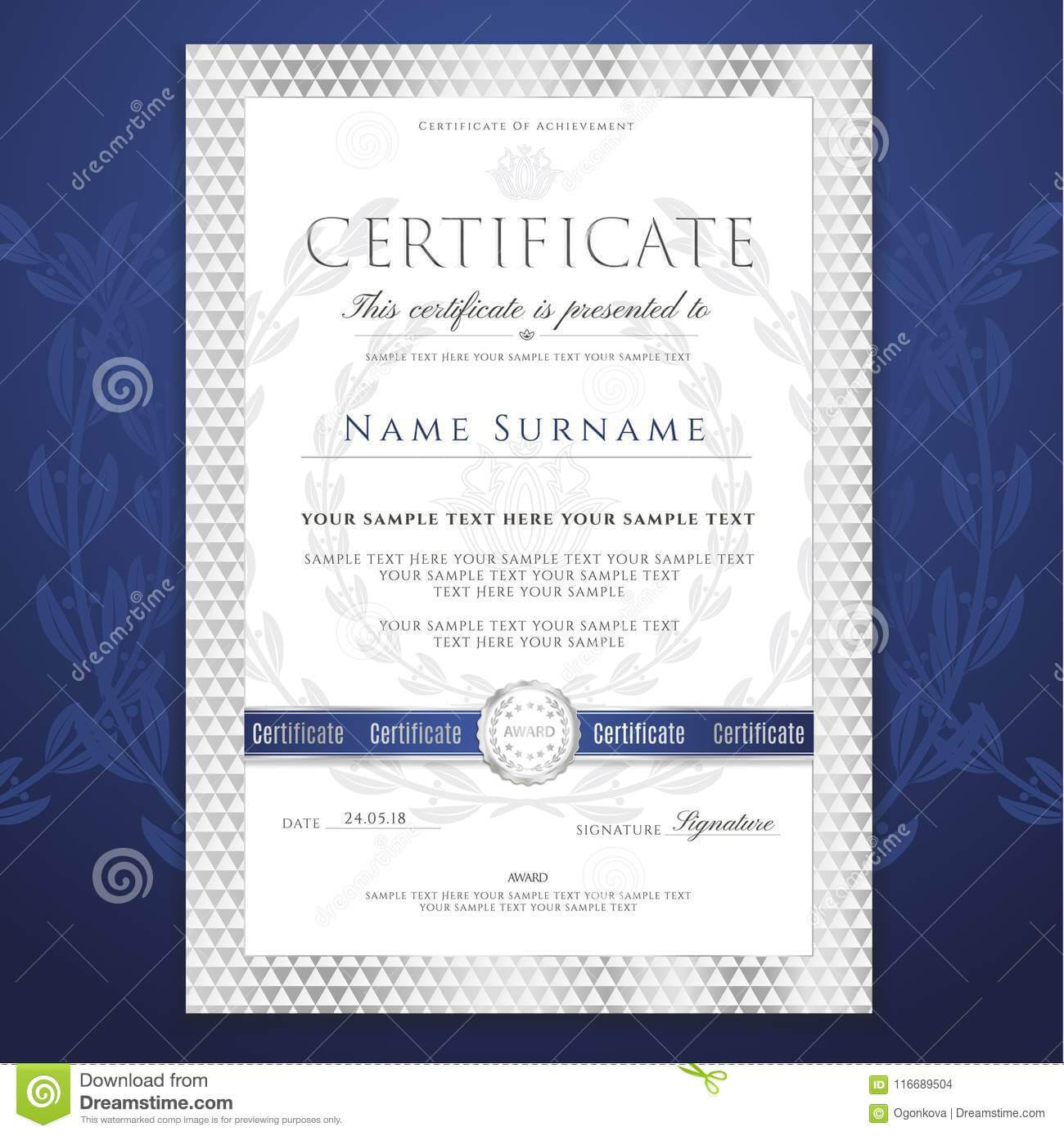 Certificate Template. Printable / Editable Design For With Sample Award Certificates Templates