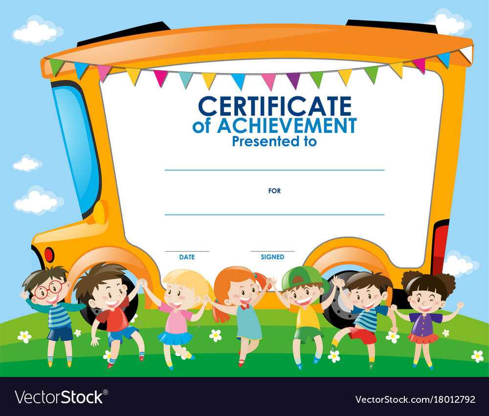 Certificate Template With Children And School Bus Throughout Free School Certificate Templates