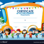 Certificate Template With Children In Winter Within Certificate Of Achievement Template For Kids