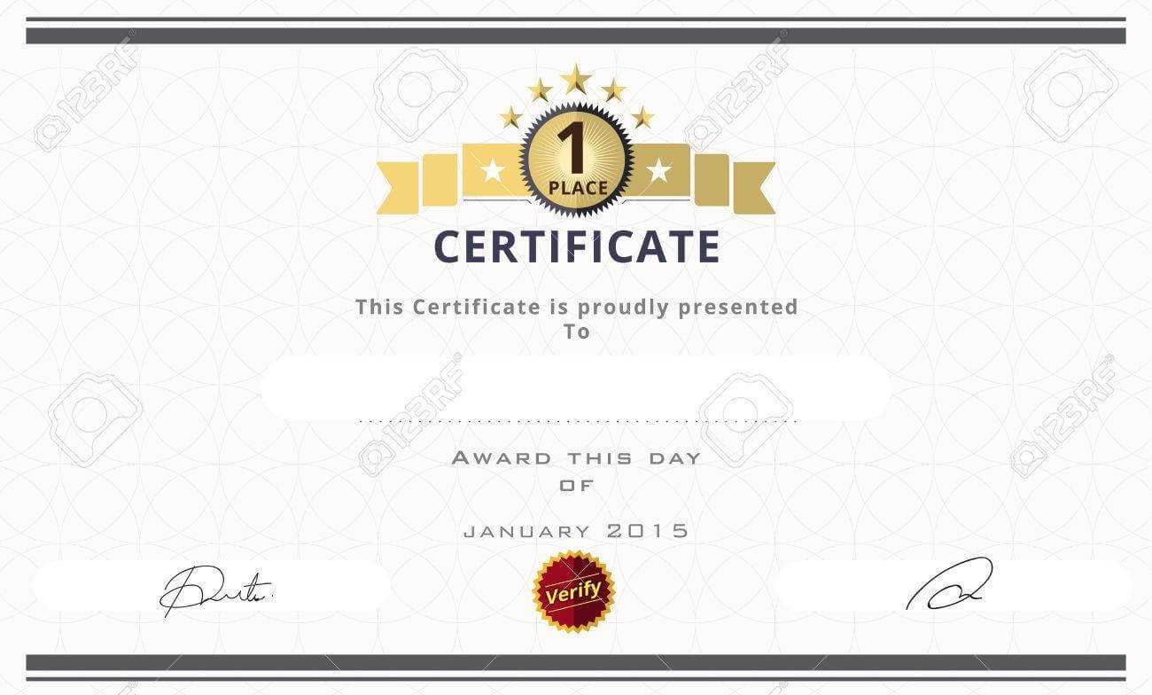 Certificate Template With First Place Concept. Certificate Border.. Inside First Place Certificate Template