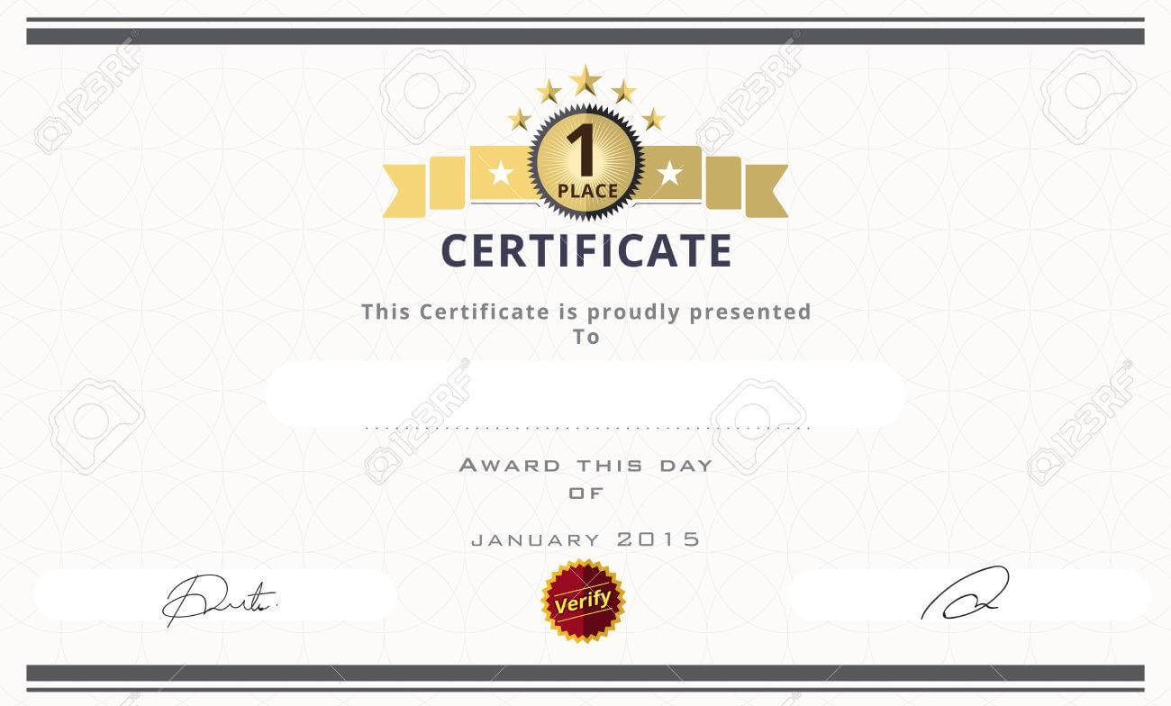 Certificate Template With First Place Concept. Certificate Border.. With Regard To First Place Award Certificate Template